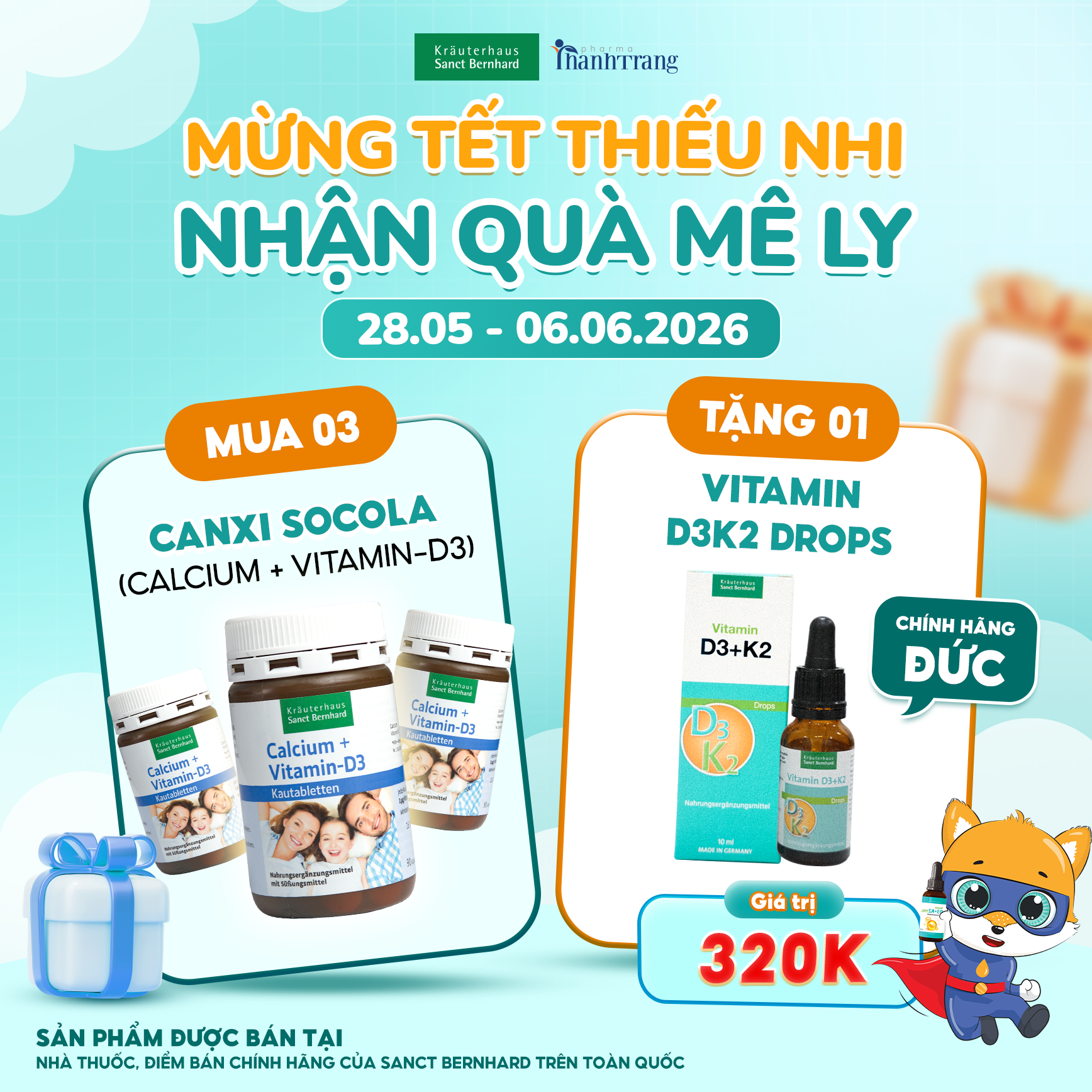  Chương trình khuyến mãi 1/6 - Mua 3 Tặng 1 tại Thanh Trang Pharma